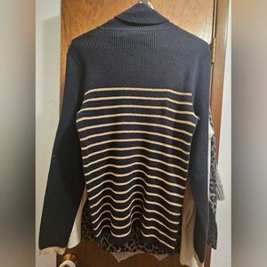 Ralph Lauren Black and Gold Women's Sweater Sz L Excellent Condition